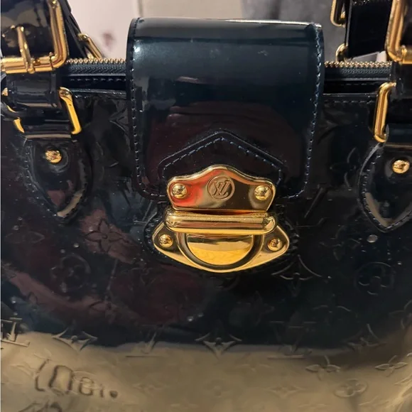 Louis Vuitton Black Patent Leather Satchel with Gold Accents - Picture 2 of 5
